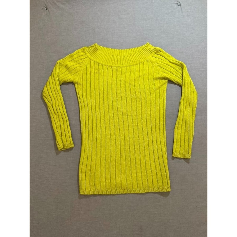 Adienne Vittadini Sweater Womens Small Yellow Long Sleeve Cardigan Ladies Y2K